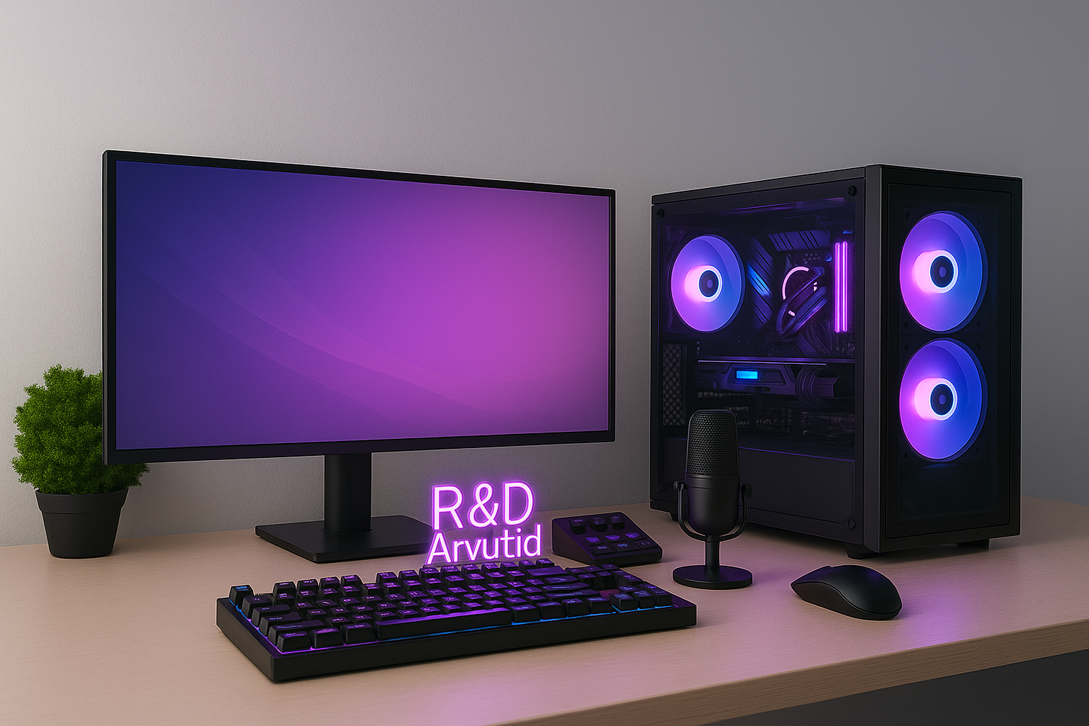 R&D Arvutid LED lauakiri ja arvuti setup – uus versioon